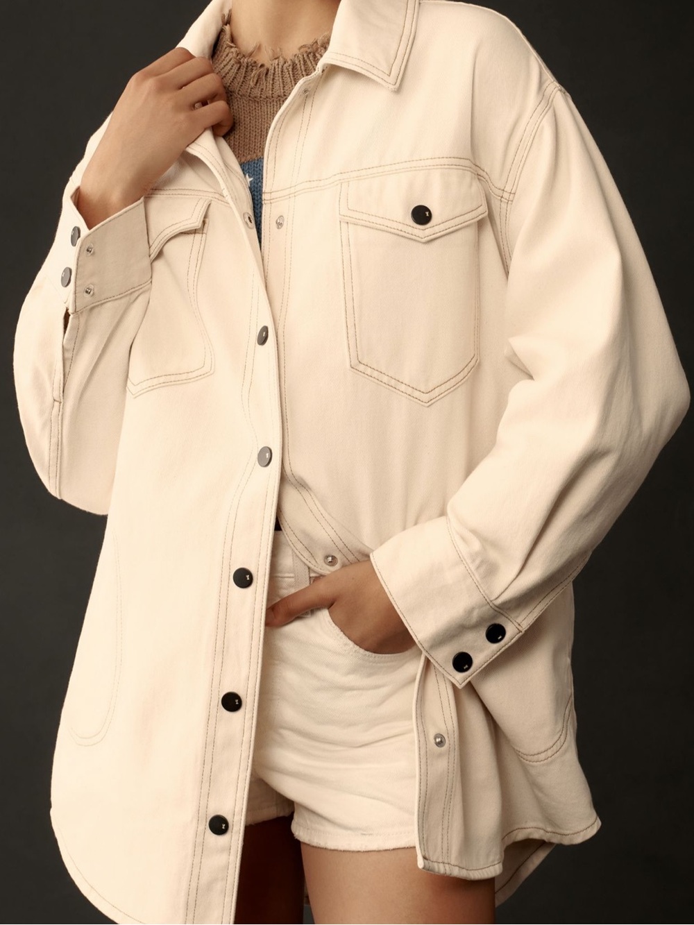 The Tillie Relaxed Denim Shacket by Pilcro - Picture 2 of 3